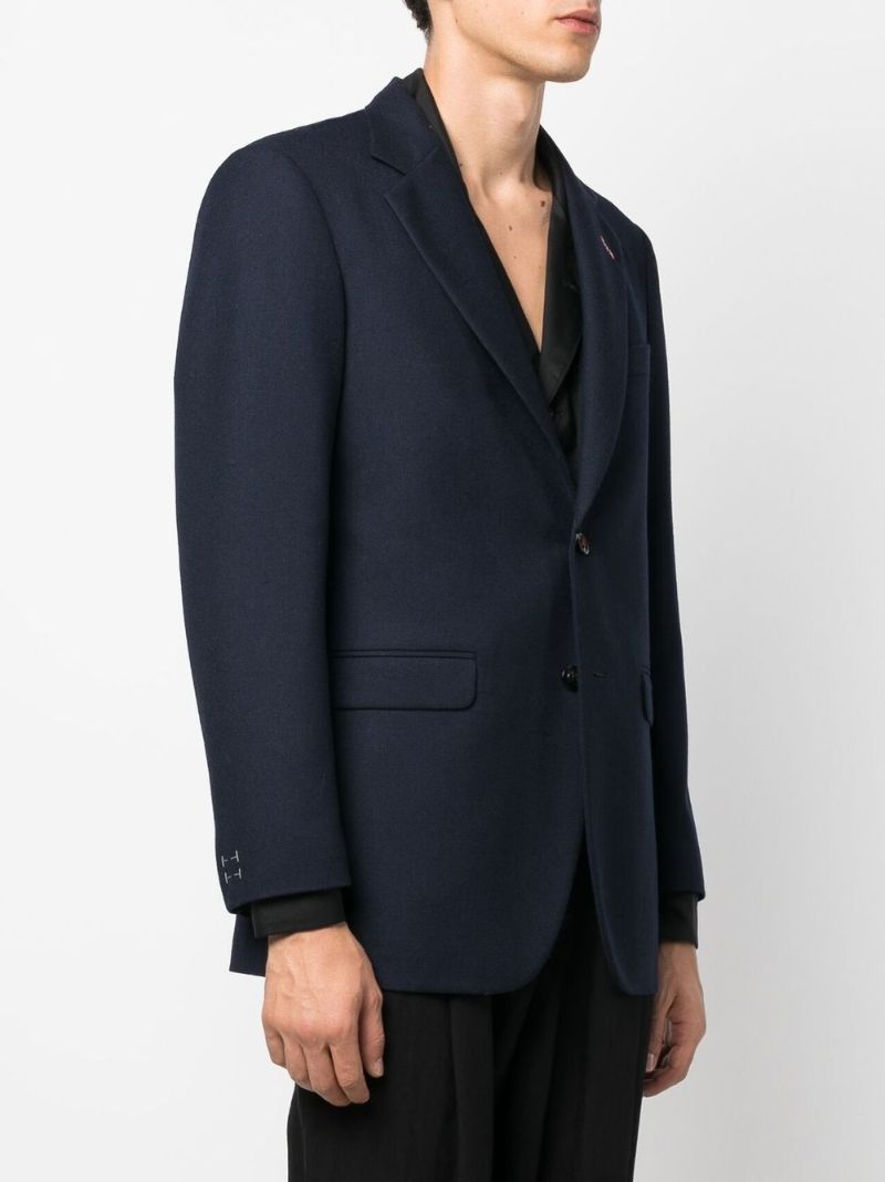 Blue Single-breasted Wool Blazer