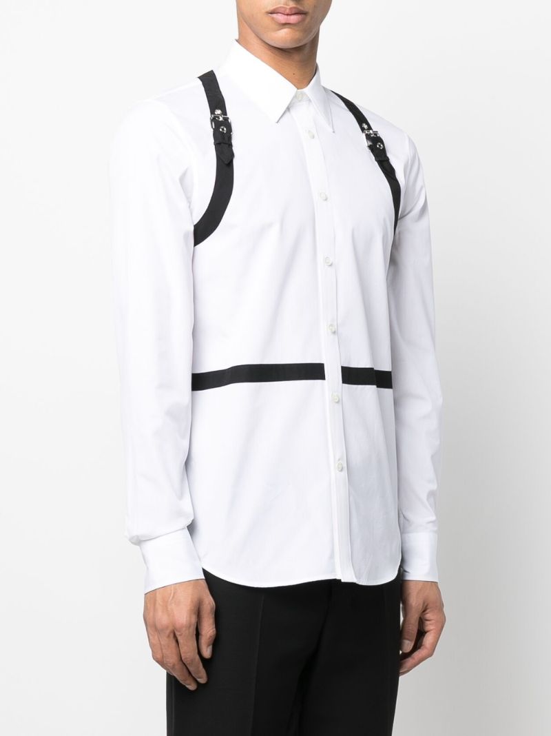 White Harness Detail Cotton Shirt