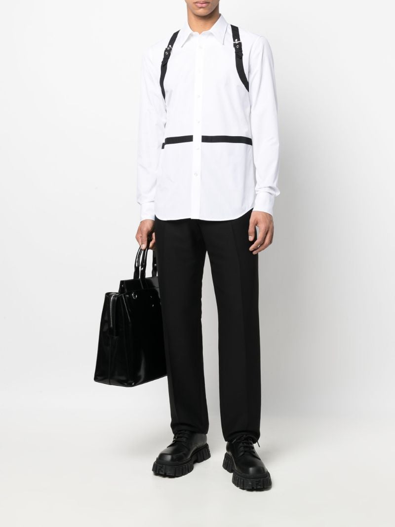 White Harness Detail Cotton Shirt