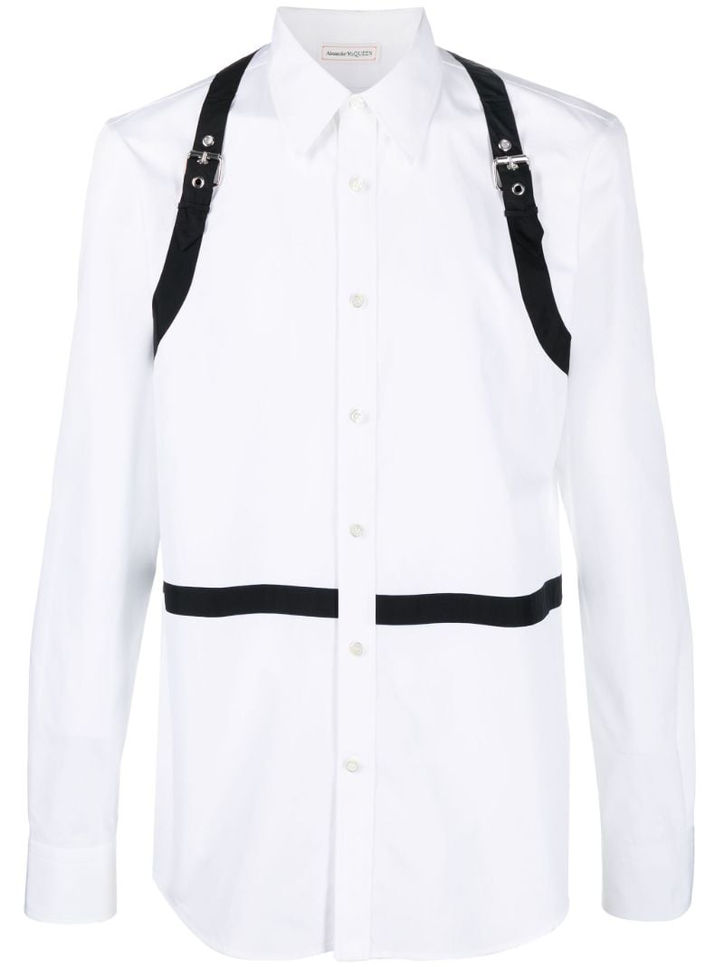 White Harness Detail Cotton Shirt