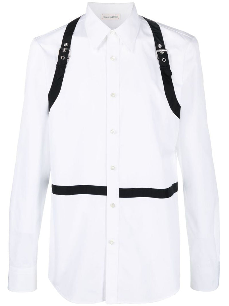 White Harness Detail Cotton Shirt
