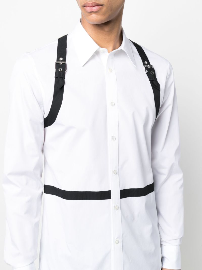 White Harness Detail Cotton Shirt