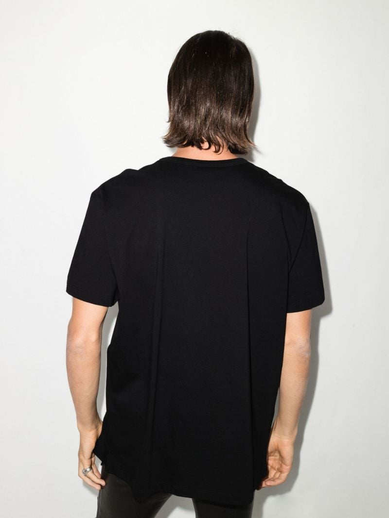 Black Skull Print Cotton T-shirt