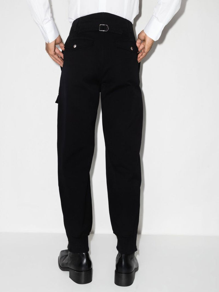 Black Cargo Cotton Track Pants