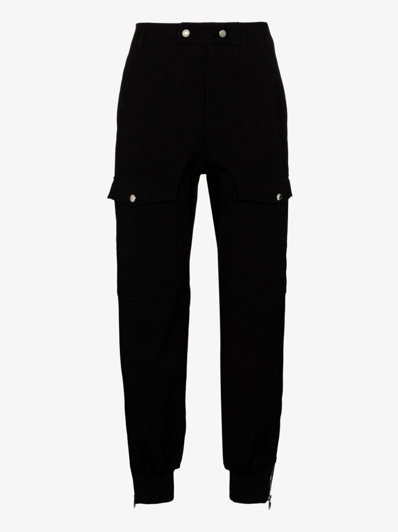 Black Cargo Cotton Track Pants