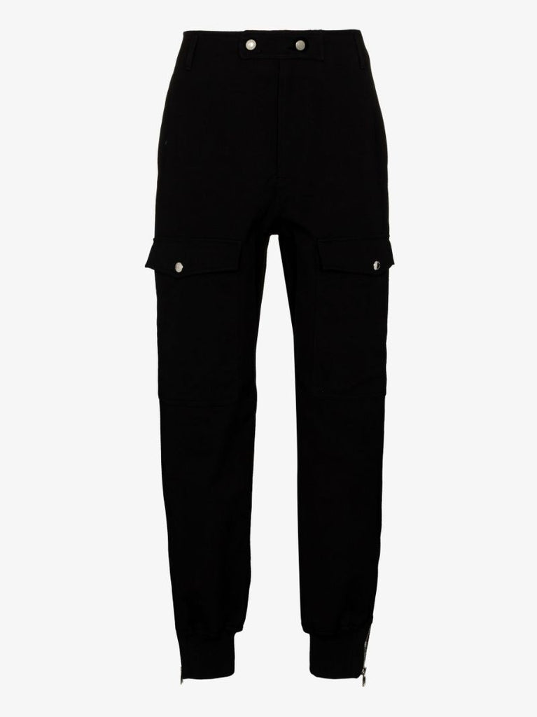 Black Cargo Cotton Track Pants