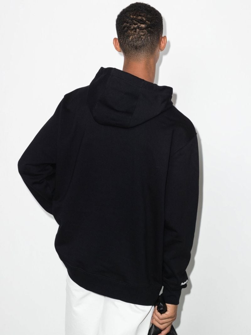 Black Graffiti Logo Print Cotton Hoodie