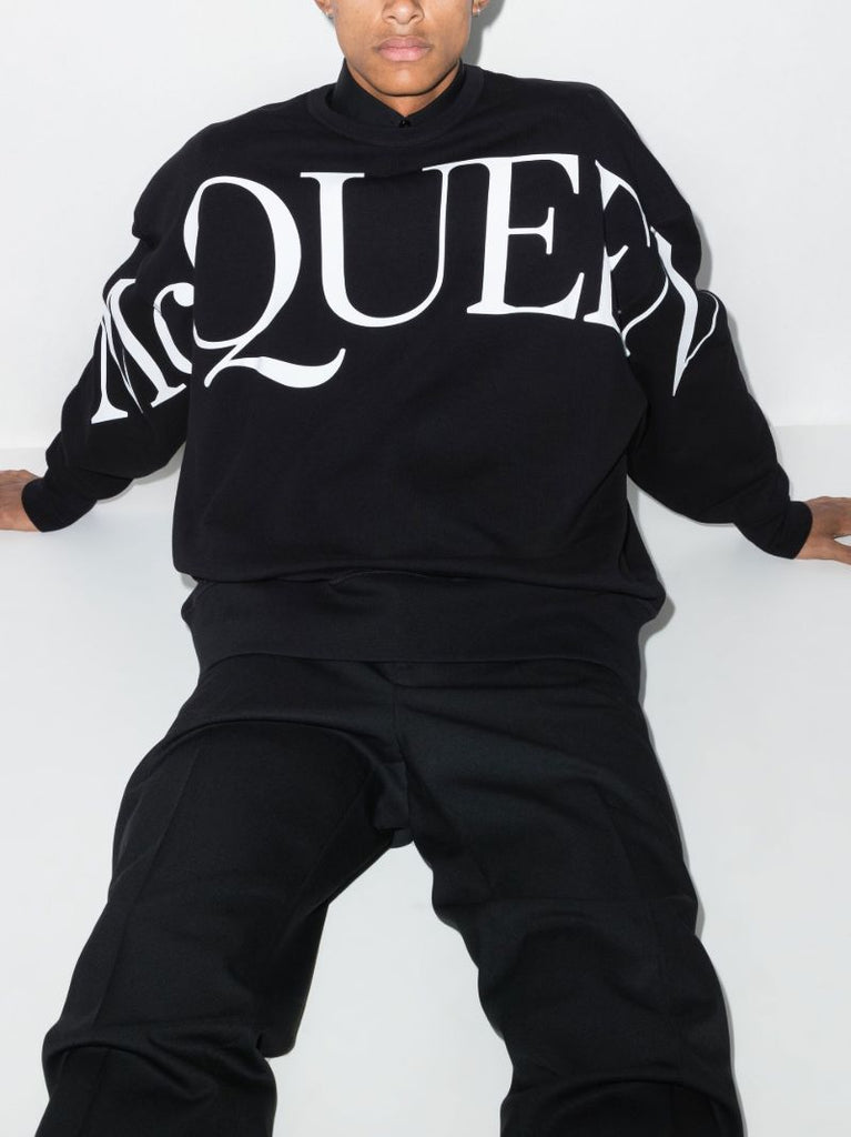 Black Large Logo Cotton Sweatshirt