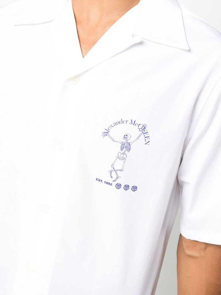 White Logo Print Short Sleeve Shirt