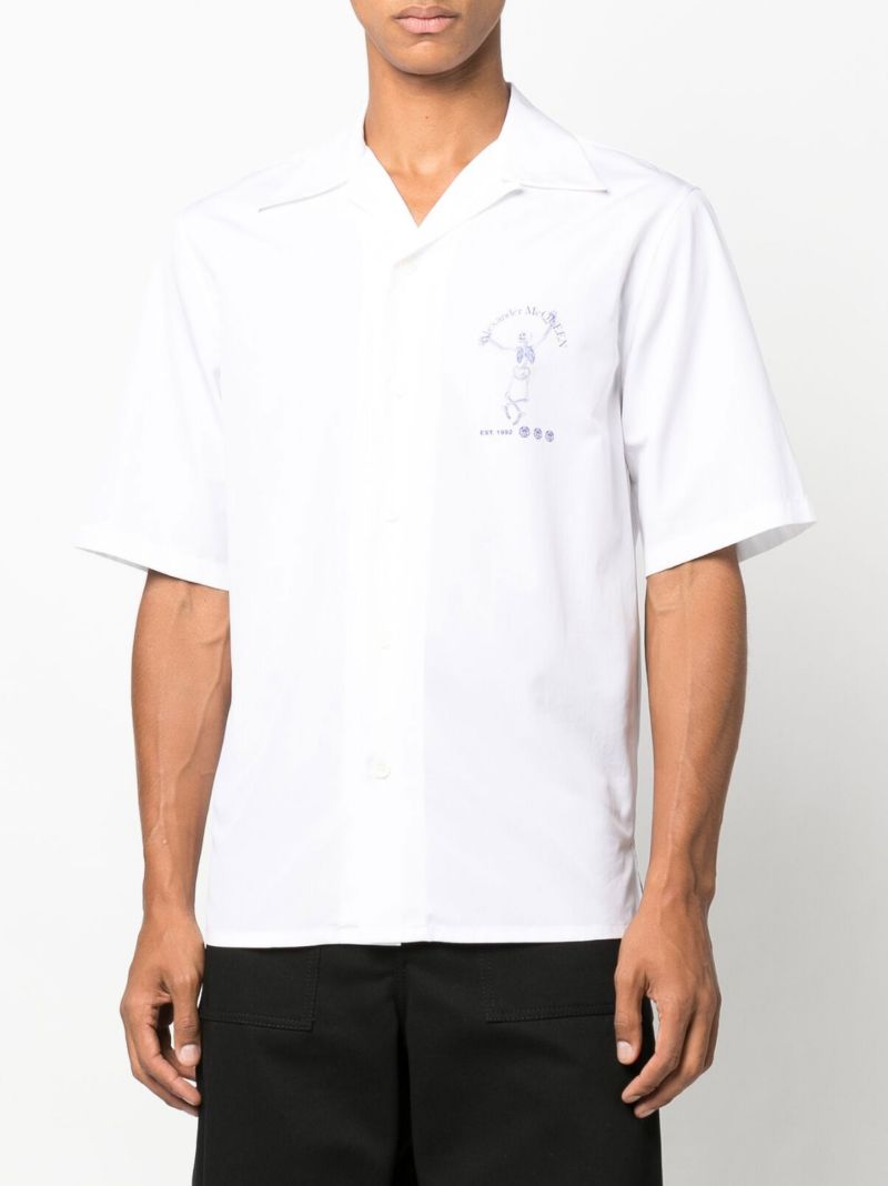 White Logo Print Short Sleeve Shirt