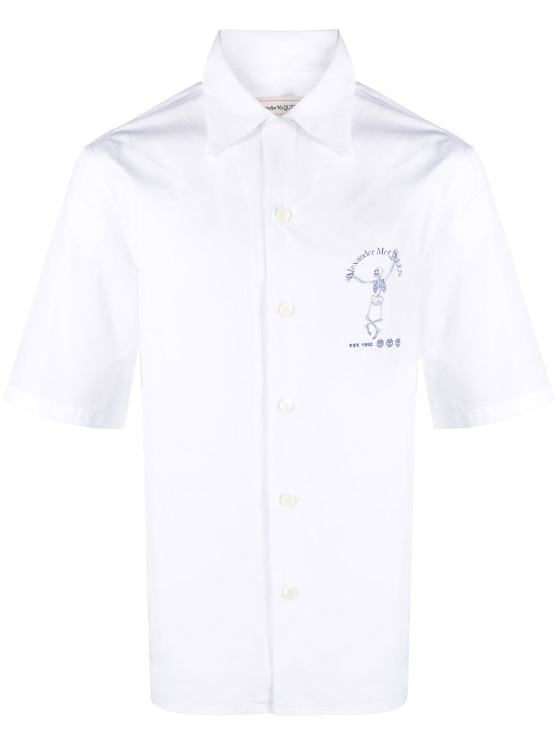 White Logo Print Short Sleeve Shirt