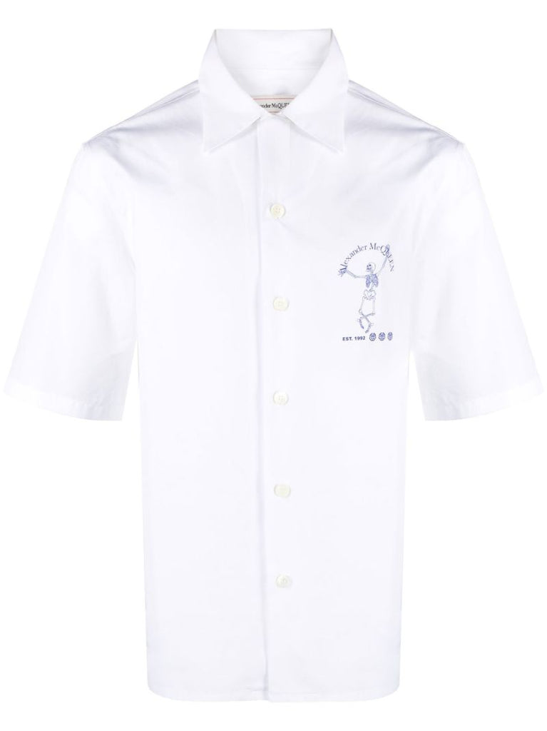 White Logo Print Short Sleeve Shirt