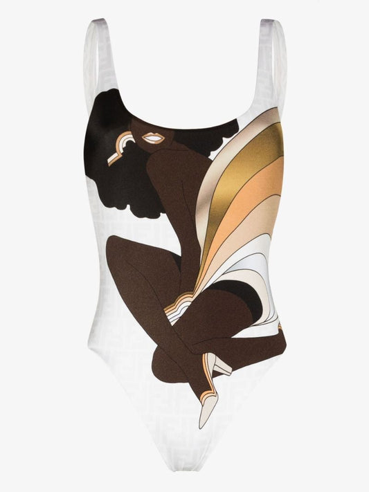 White Ff Swimsuit