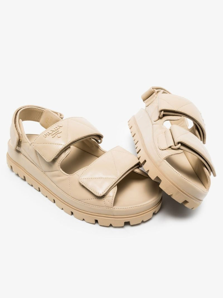 Neutral Quilted Leather Sandals