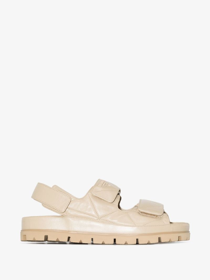 Neutral Quilted Leather Sandals