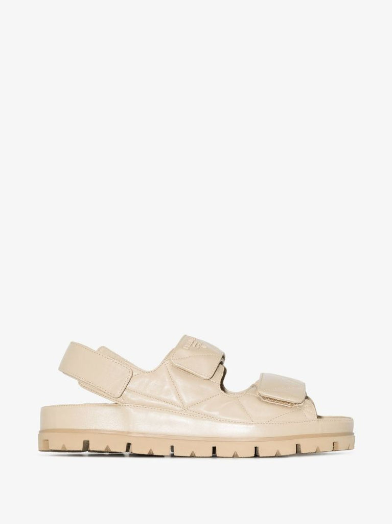 Neutral Quilted Leather Sandals