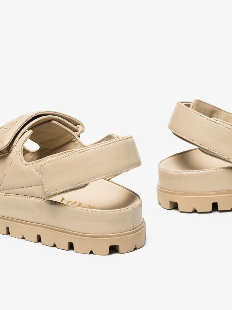 Neutral Quilted Leather Sandals