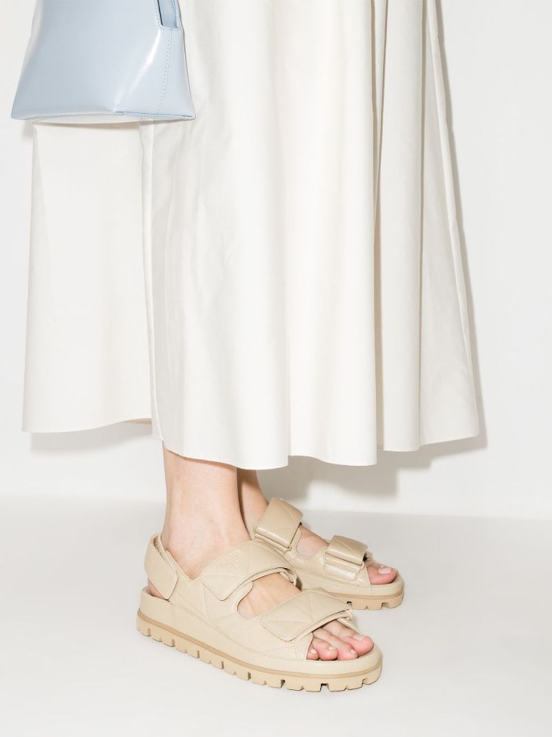 Neutral Quilted Leather Sandals