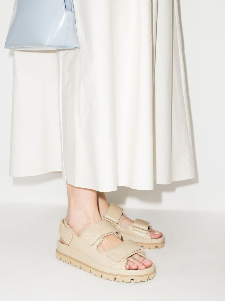 Neutral Quilted Leather Sandals