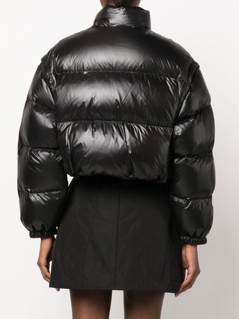 Black Convertible Cropped Quilted Re-nylon Jacket
