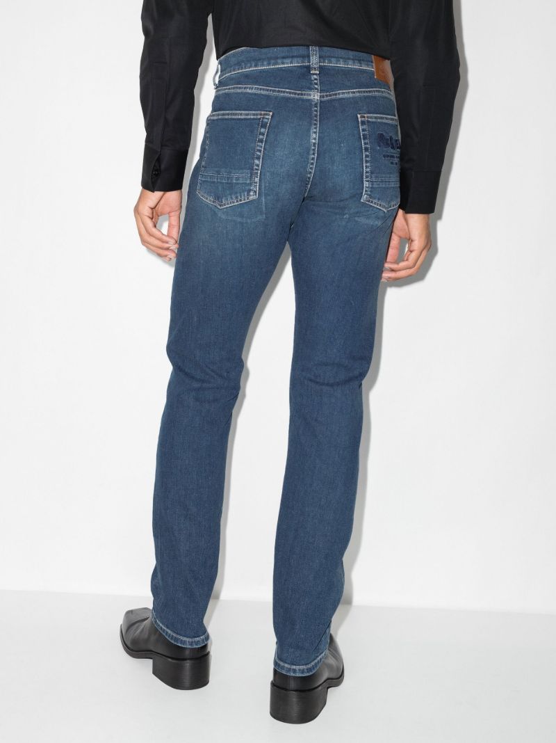 Blue Embroidered Logo Straight Leg Jeans