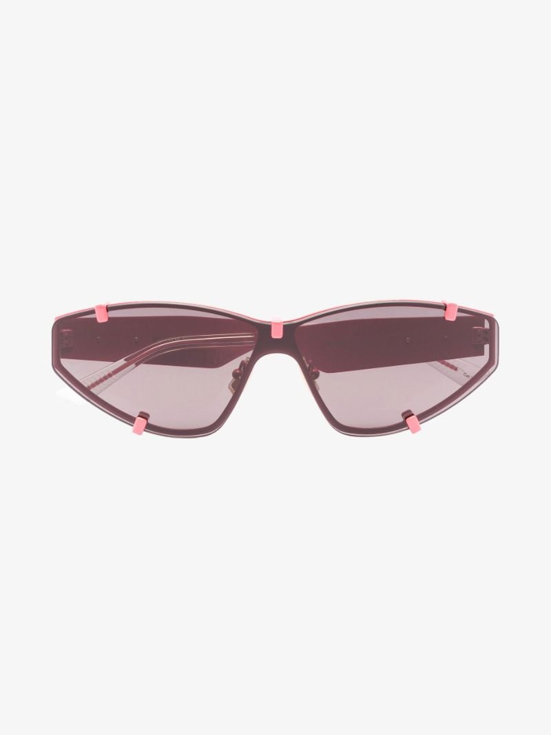 Pink Grip Rectangle Metal Sunglasses