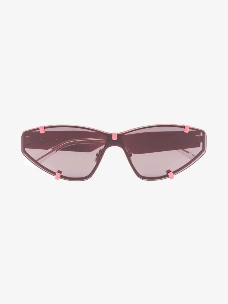 Pink Grip Rectangle Metal Sunglasses