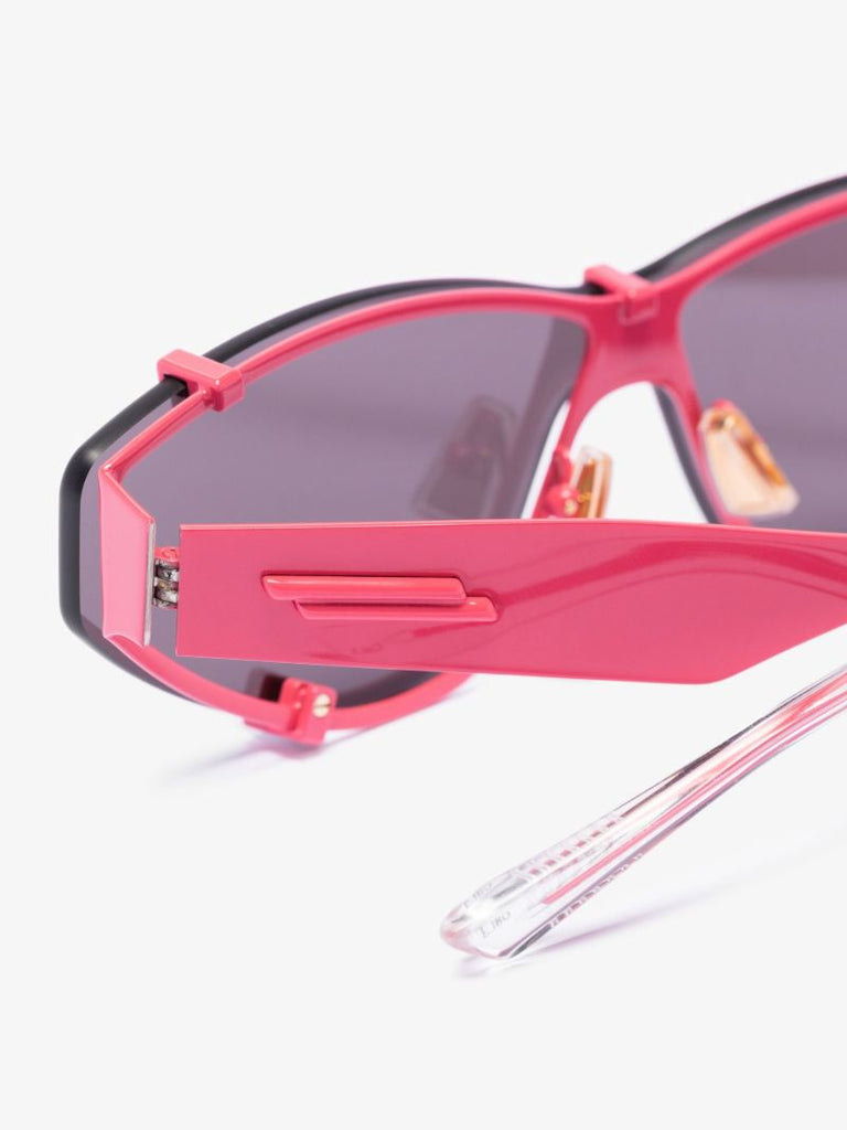 Pink Grip Rectangle Metal Sunglasses