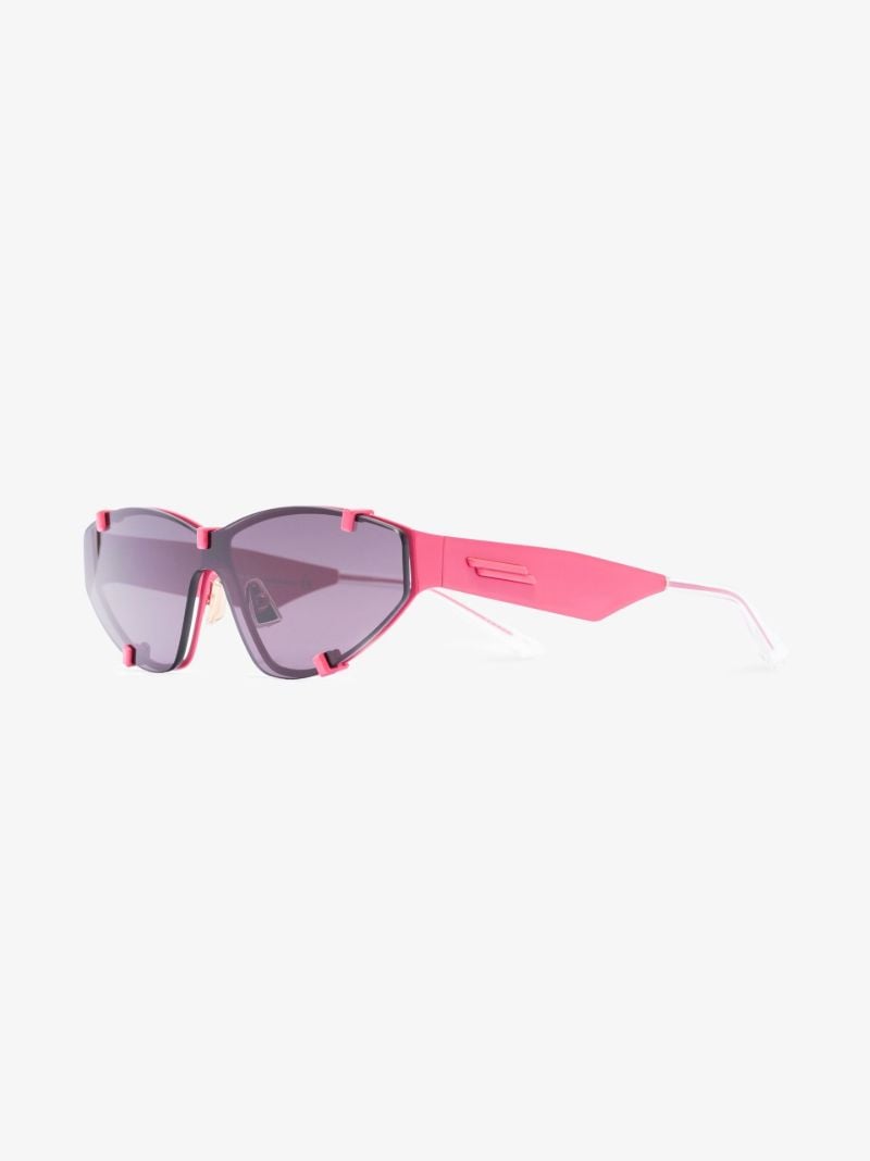 Pink Grip Rectangle Metal Sunglasses