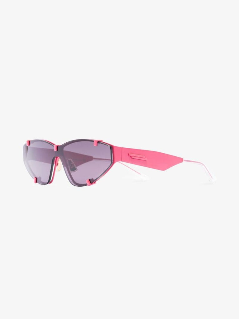 Pink Grip Rectangle Metal Sunglasses