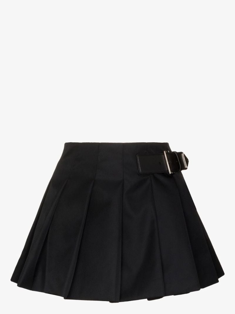 Black Re-nylon Pleated Mini Skirt