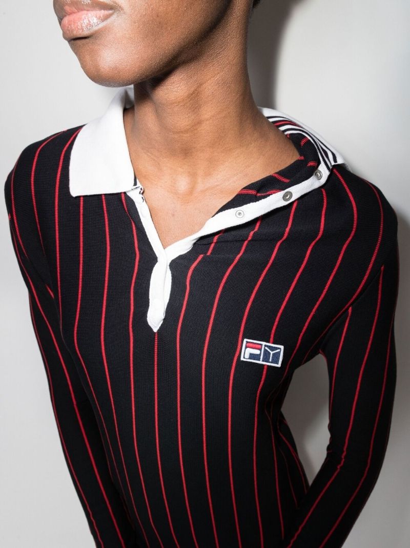 X Fila Striped Cotton Mini Dress