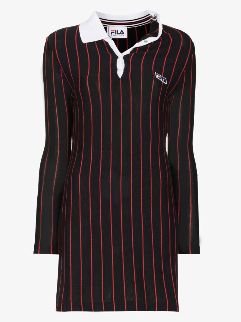 X Fila Striped Cotton Mini Dress