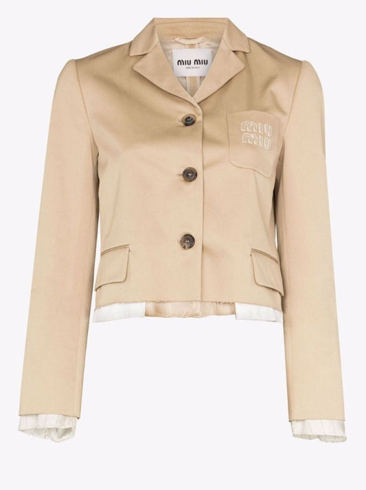 Cropped Single-breasted Cotton Blazer