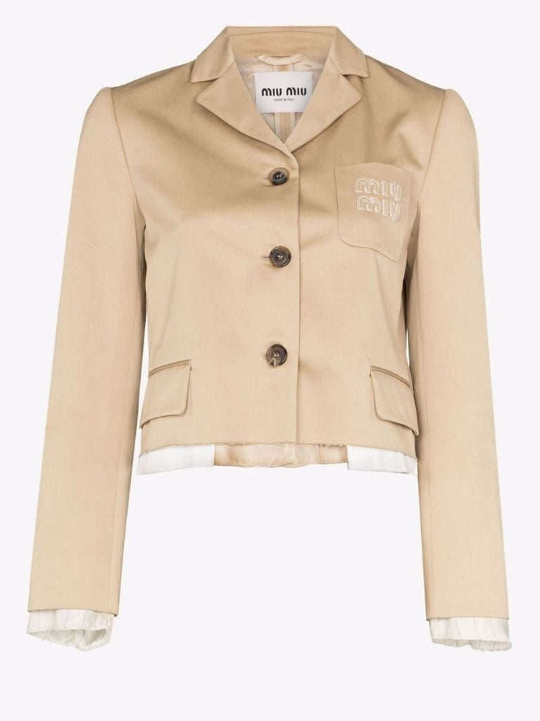 Cropped Single-breasted Cotton Blazer