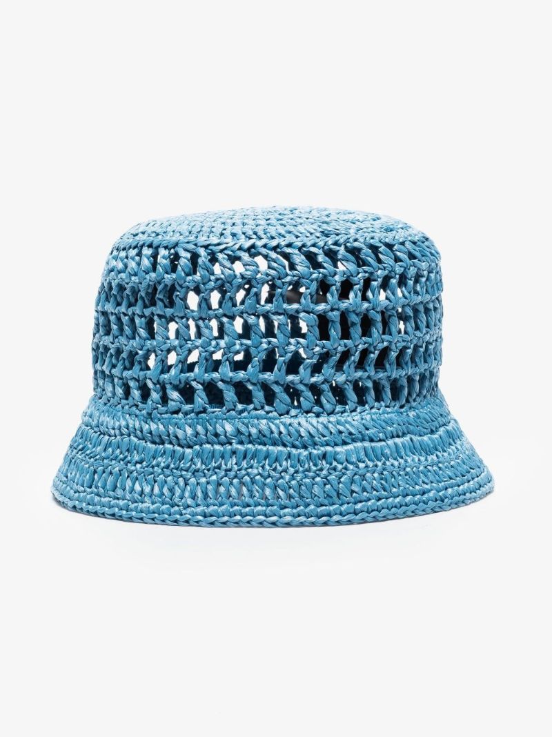 Blue Raffia Logo Bucket Hat