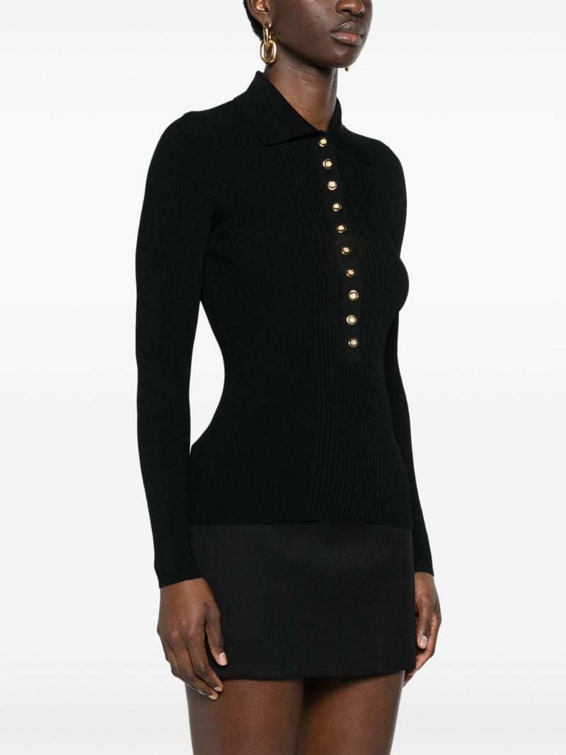 Black Extra Fine Knitted Polo Top