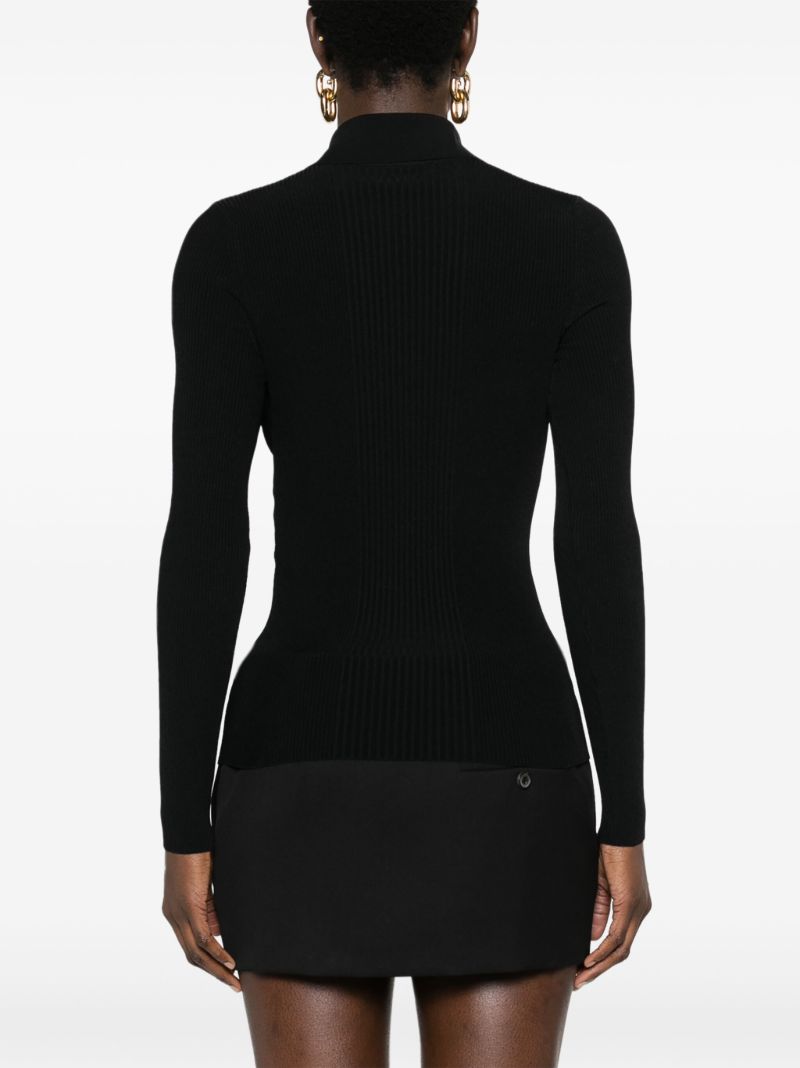 Black Extra Fine Knitted Polo Top