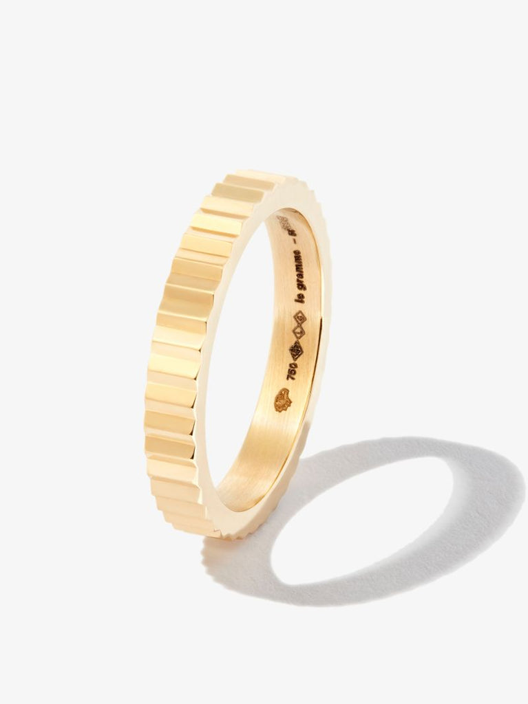18k Yellow Gold Le 4g Vertical GuillochÃ_x0083_Â© Polished Ring
