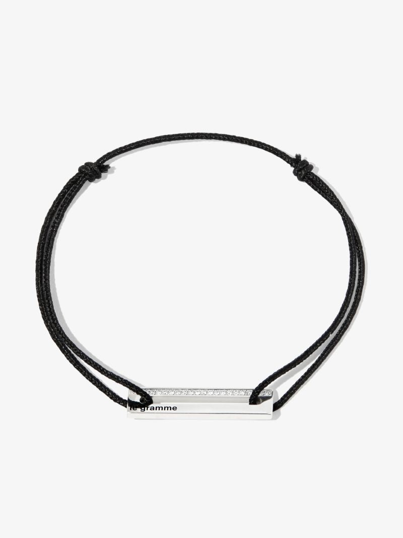 Sterling Silver 1.7g Crystal Embellished Cord Bracelet