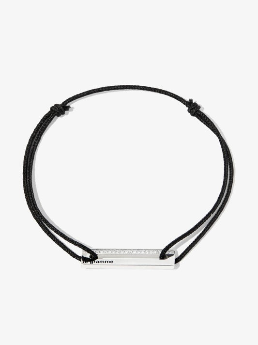 Sterling Silver 1.7g Crystal Embellished Cord Bracelet