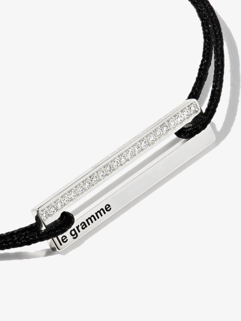 Sterling Silver 1.7g Crystal Embellished Cord Bracelet