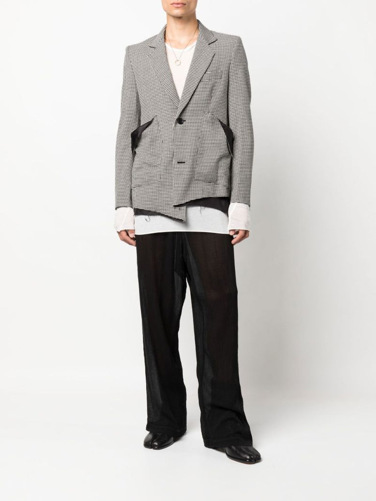 Black and White 2 Button Slit Wool Blazer