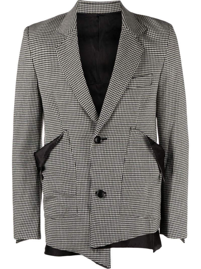 Black and White 2 Button Slit Wool Blazer