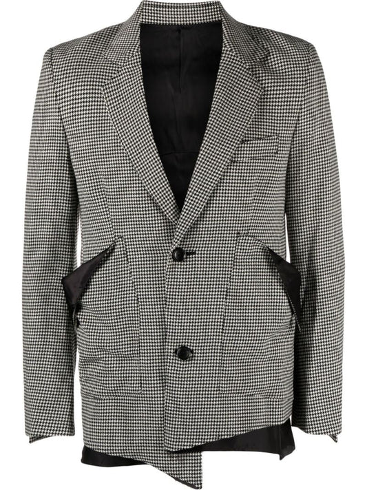 Black and White 2 Button Slit Wool Blazer