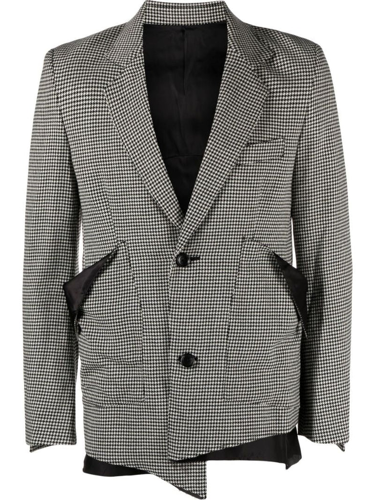 Black and White 2 Button Slit Wool Blazer