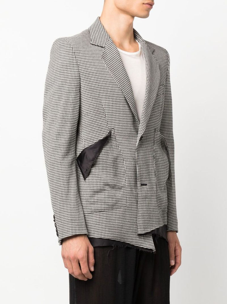 Black and White 2 Button Slit Wool Blazer