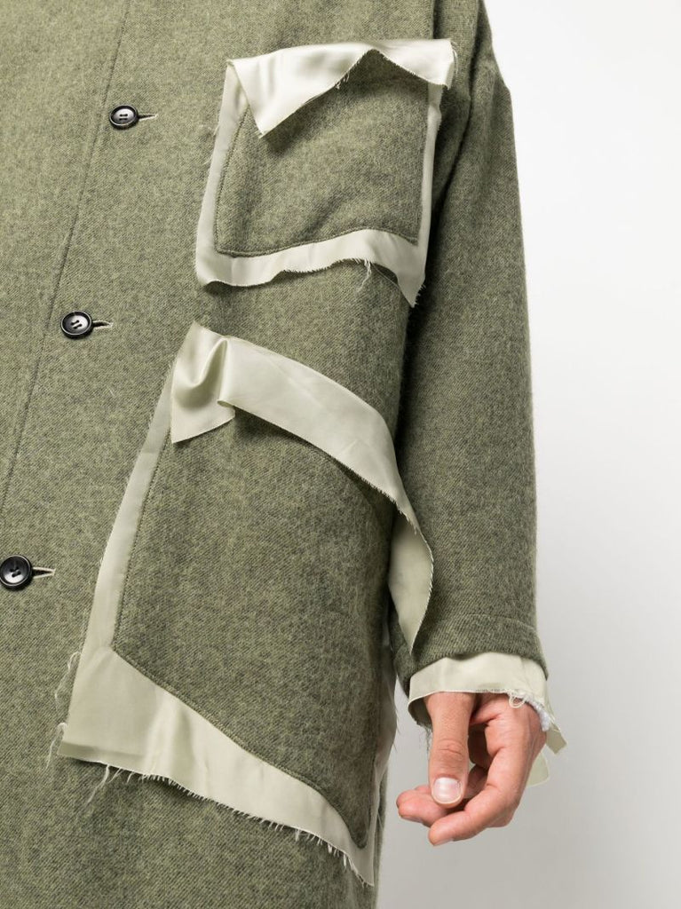 Green Deconstructed Single-breasted Wool Coat