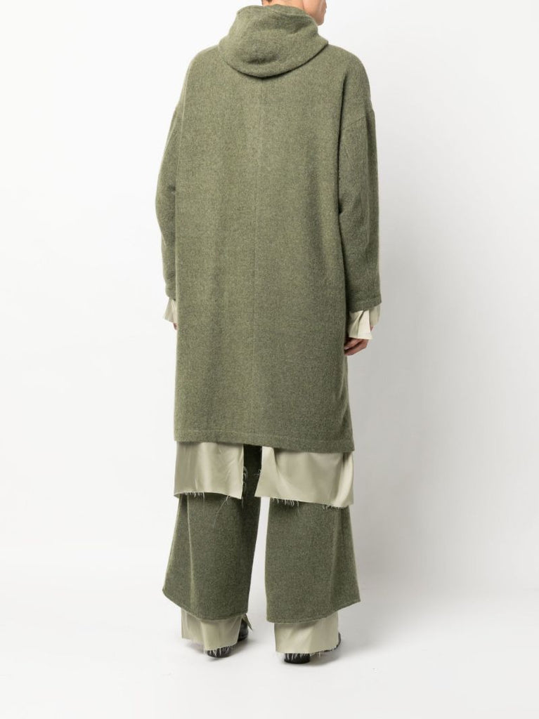 Green Deconstructed Single-breasted Wool Coat