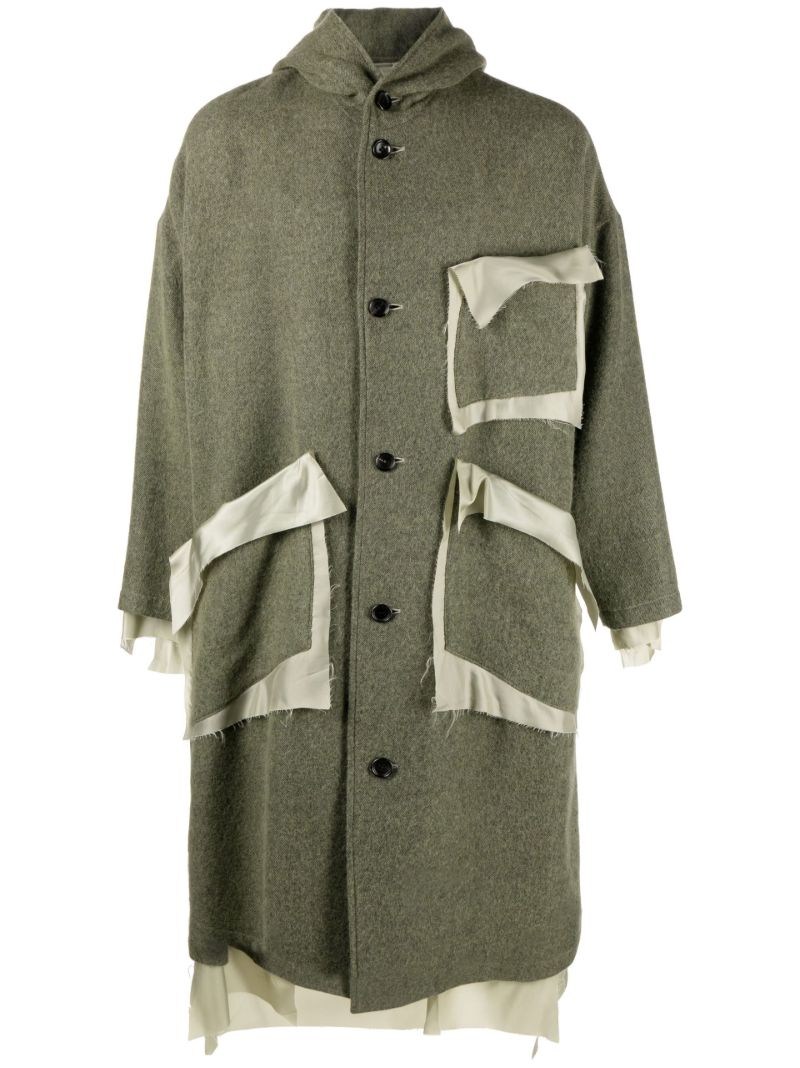 Green Deconstructed Single-breasted Wool Coat